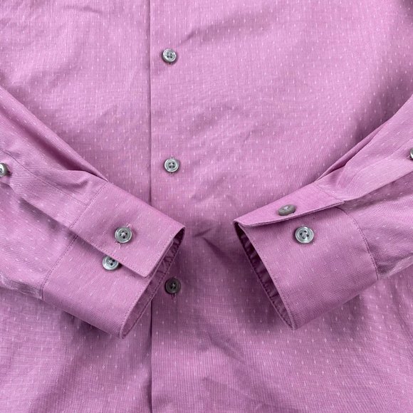 Calvin Klein Dress Shirt Men 15 32/33 Pink Button Up Slim Fit Non-Iron Formal - Picture 2 of 8